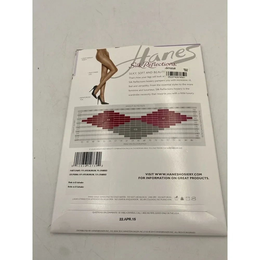 Hanes Silk‎ Reflections Silky Sheer #715 Non Control Top Barely Black Size AB